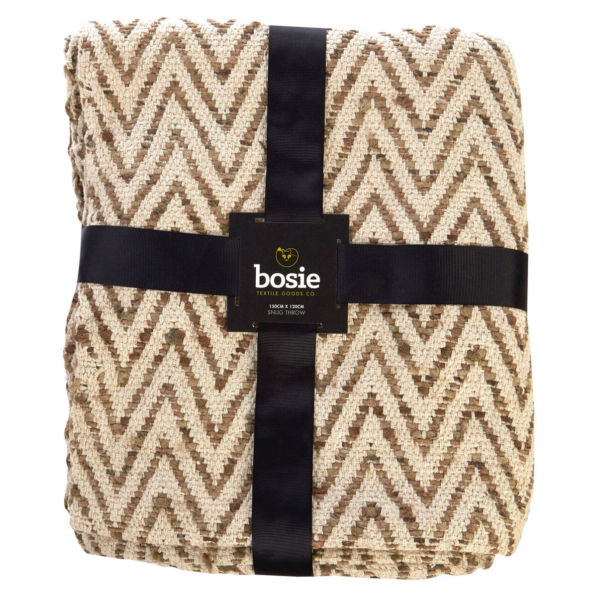 Beige Woven Throw | Bosie Chevron