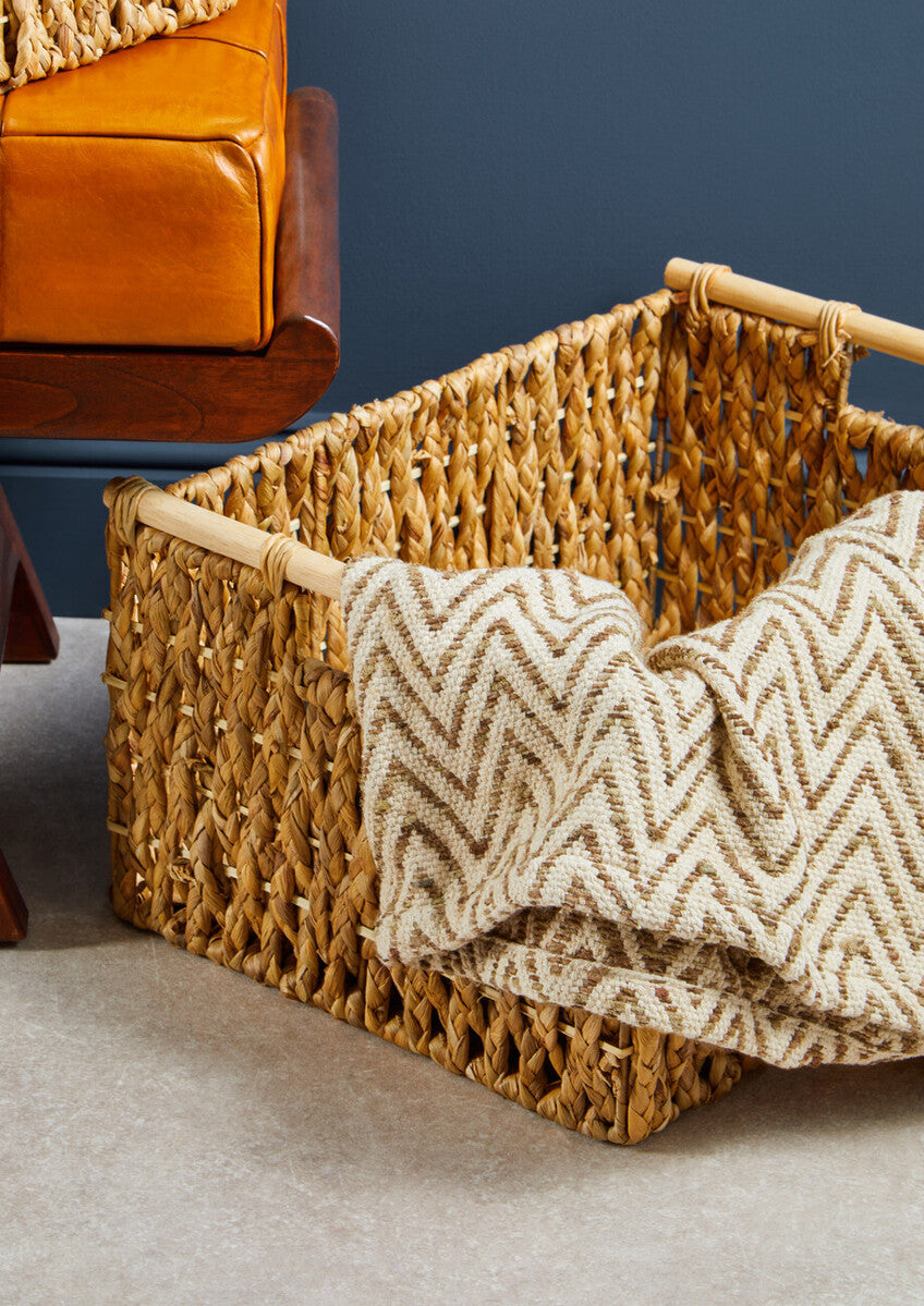 Beige Woven Throw | Bosie Chevron
