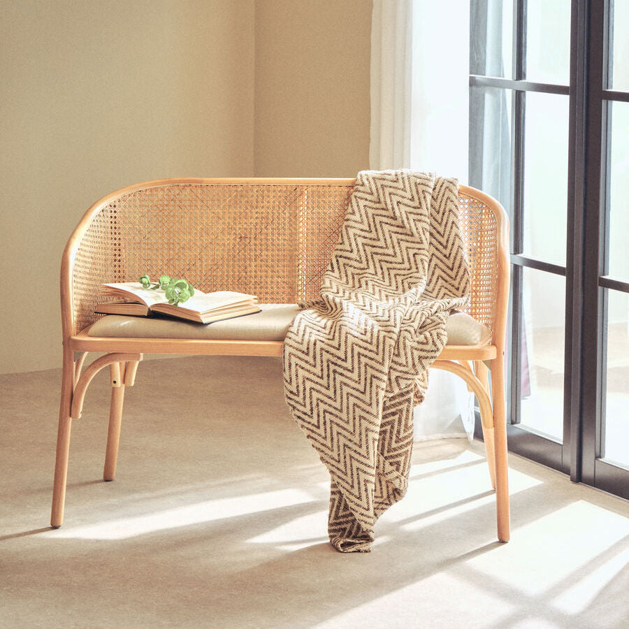 Beige Woven Throw | Bosie Chevron