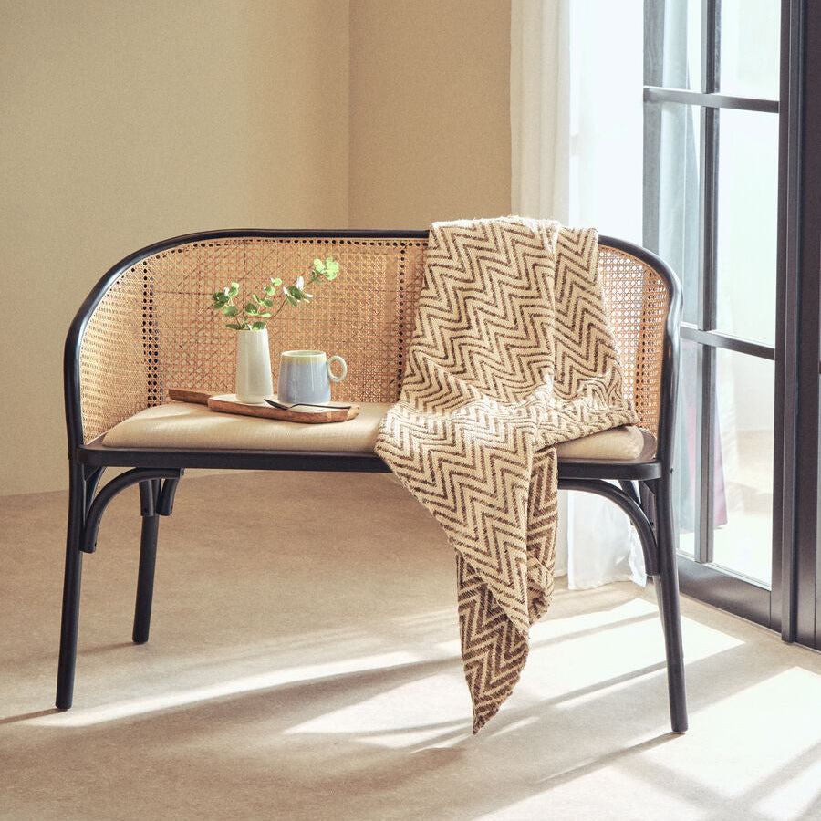 Beige Woven Throw | Bosie Chevron