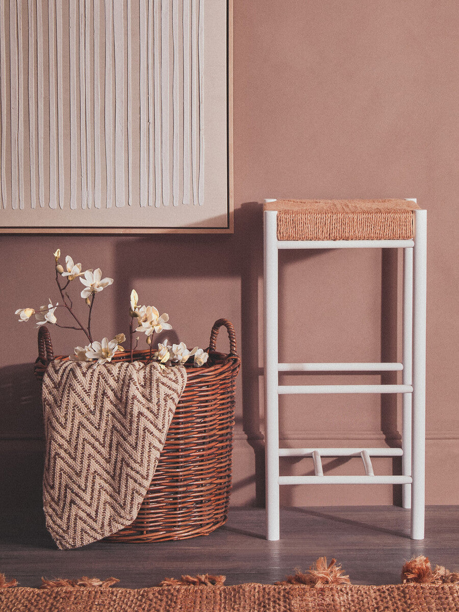 Beige Woven Throw | Bosie Chevron