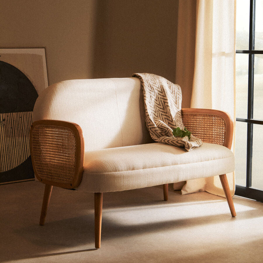 Beige Woven Throw | Bosie Chevron