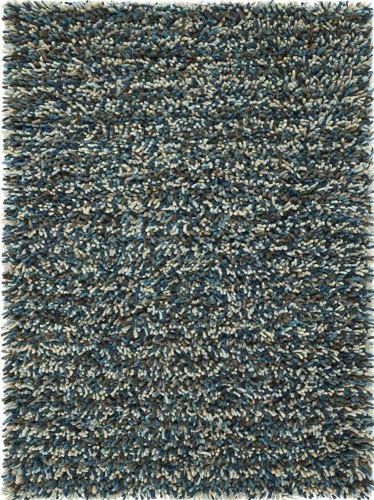 Blue Shaggy Pile Wool Rug