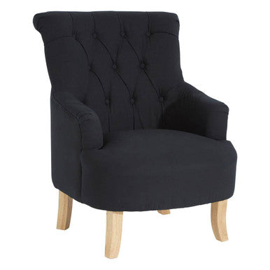Hampstead Black Fabric Button Tufted Armchair
