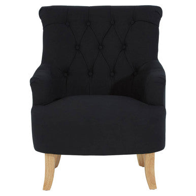 Hampstead Black Fabric Button Tufted Armchair