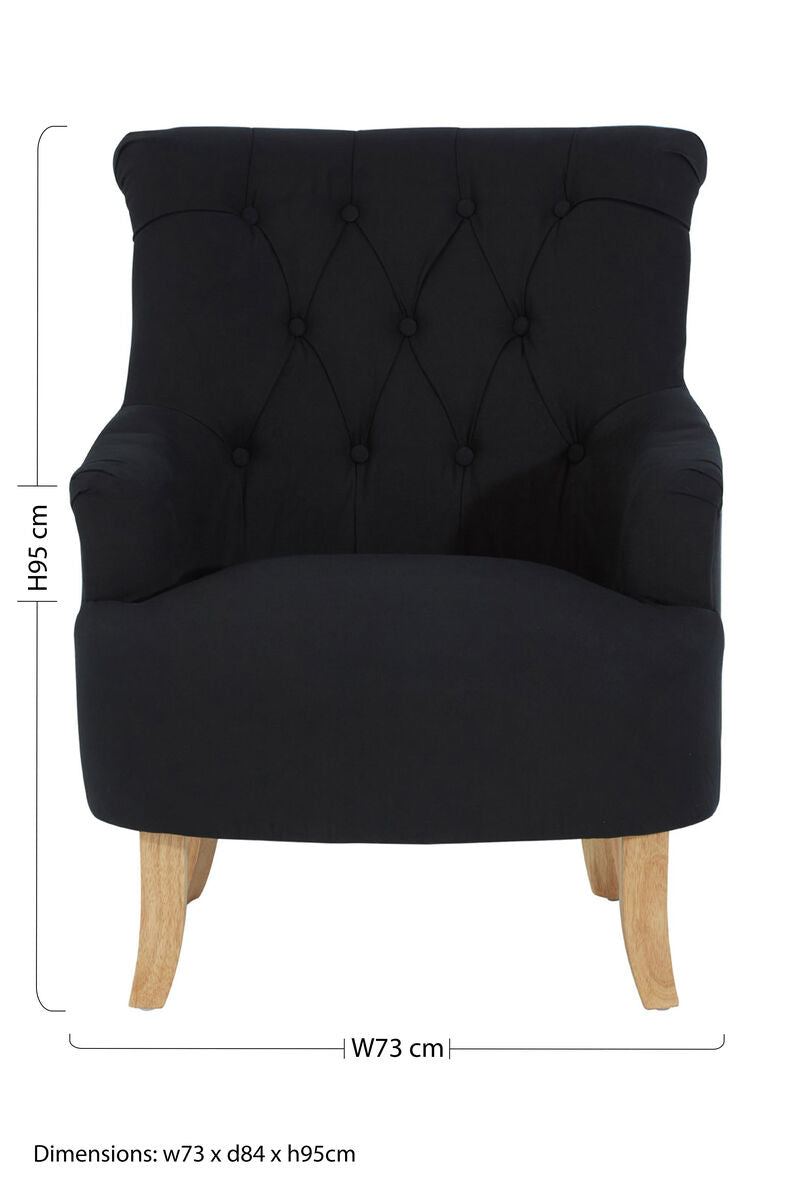 Hampstead Black Fabric Button Tufted Armchair