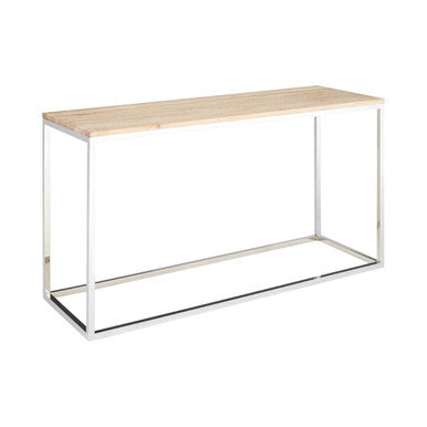 Hampstead Oak Wood and Silver Finish Console Table