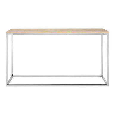 Hampstead Oak Wood and Silver Finish Console Table