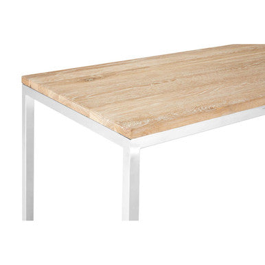Hampstead Oak Wood and Silver Finish Console Table