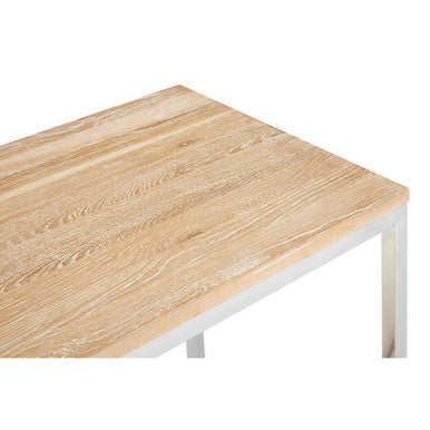 Hampstead Oak Wood and Silver Finish Console Table