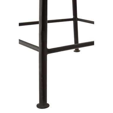 Boho Brown Hair on Leather Bar Stool with Metal Frame