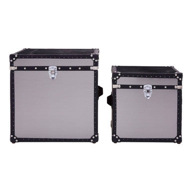 Kensington Townhouse Black and White Hair on Leather Set of 2 Storage Trunks