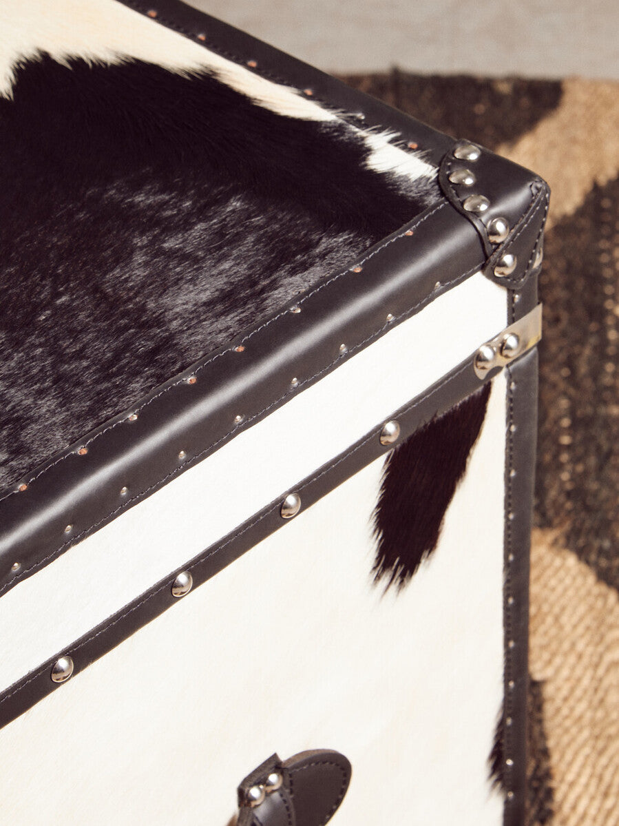 Kensington Townhouse Black and White Hair on Leather Set of 2 Storage Trunks
