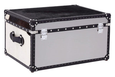Kensington Townhouse Black and White Hair on Leather Storage Trunk