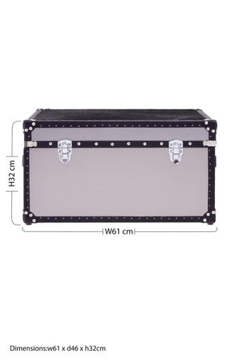 Kensington Townhouse Black and White Hair on Leather Storage Trunk