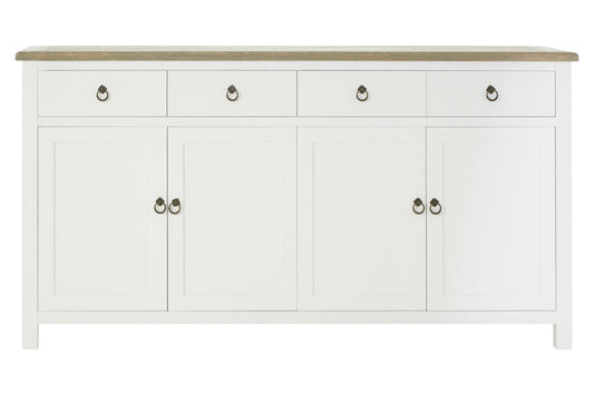 White and Oak Wood 4 Door Sideboard with Drawers