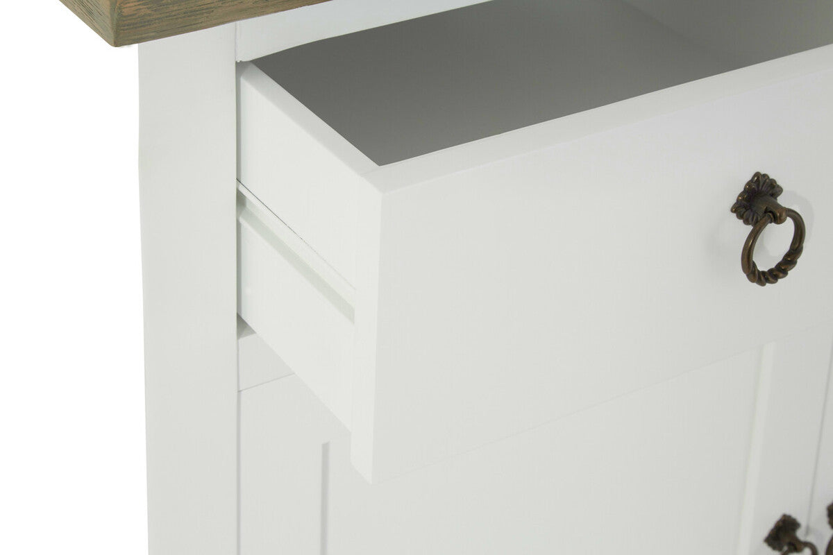 Hampstead White and Oak Wood 4 Door Sideboard with Drawers