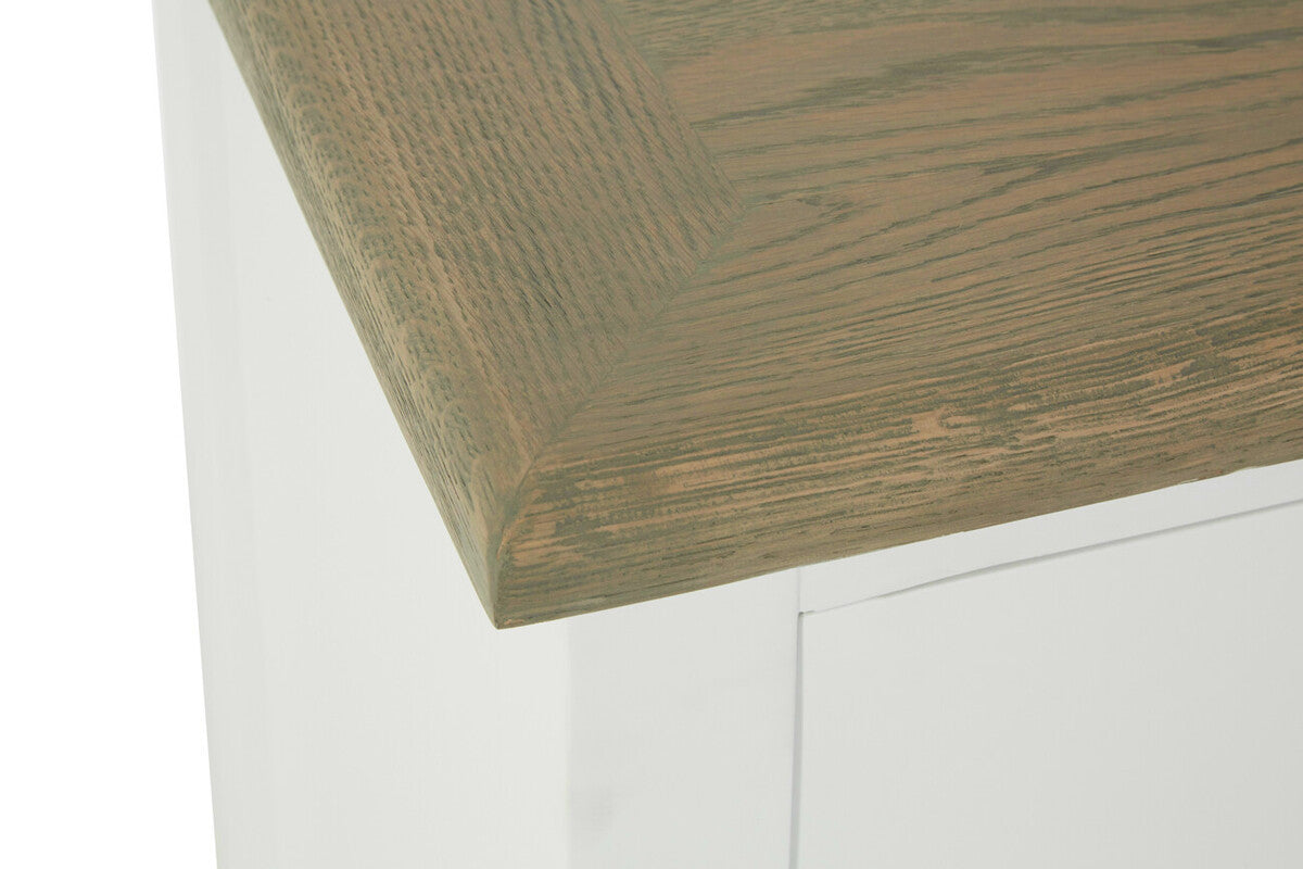 Hampstead White and Oak Wood 4 Door Sideboard with Drawers
