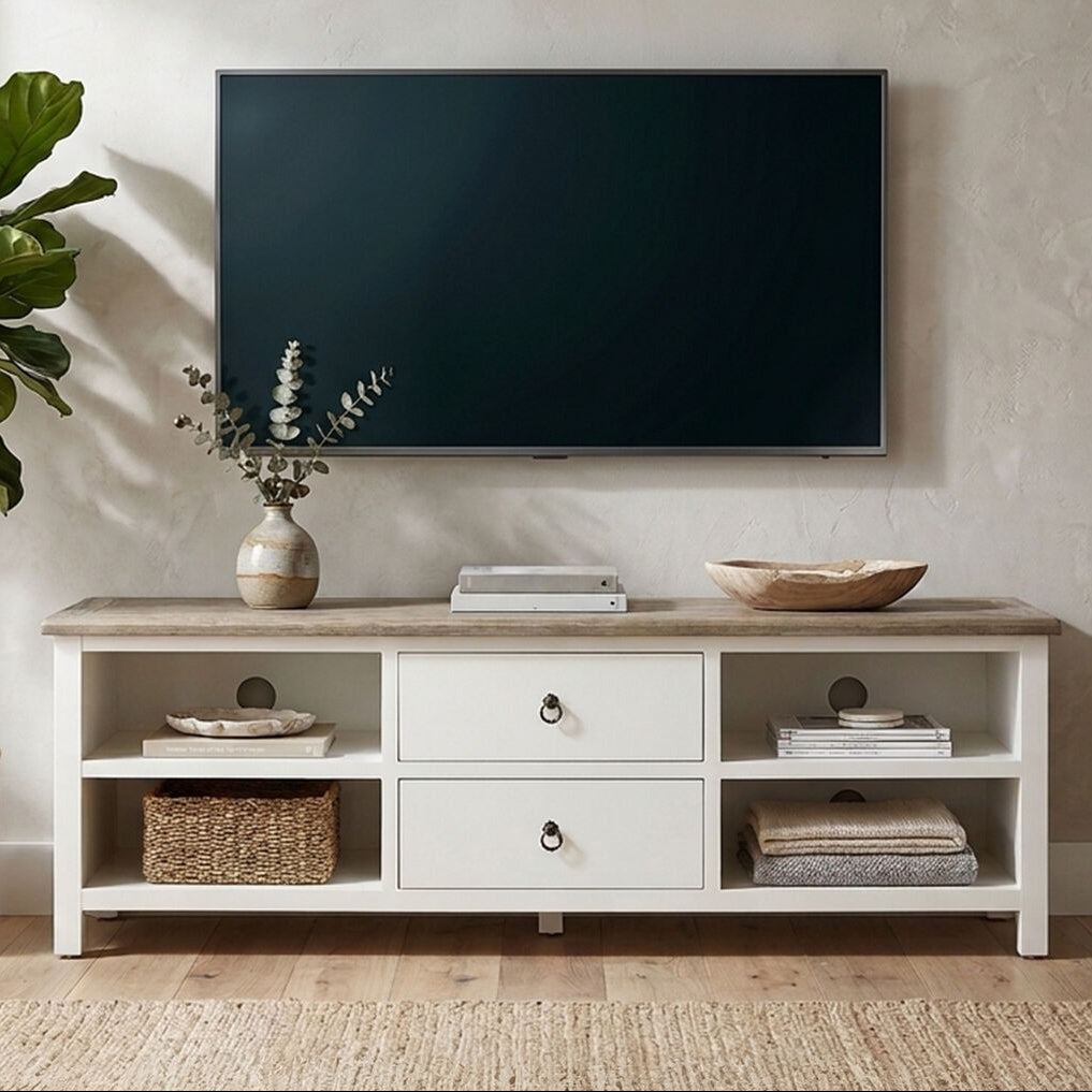 Hampstead White and Oak Wood Media Unit