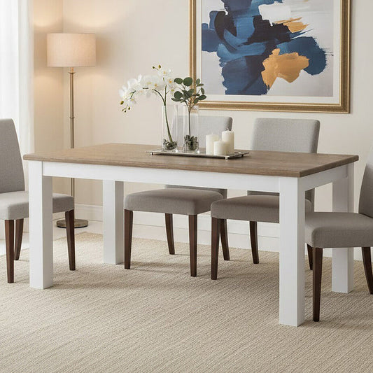 White and Oak Wood Rectangular Dining Table 180cm