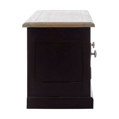 Kensington Townhouse Black and Grey Oak Veneer 2 Door Media Unit