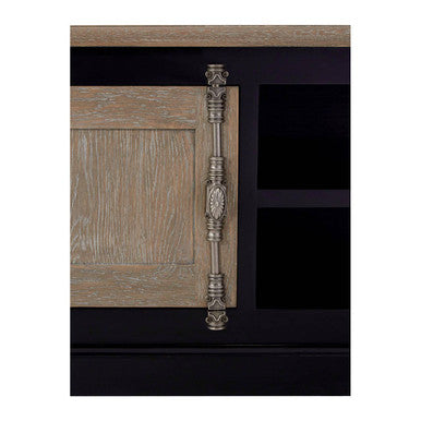 Kensington Townhouse Black and Grey Oak Veneer 2 Door Media Unit