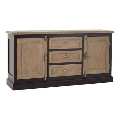 Kensington Townhouse Black and Grey Oak Veneer 2 Door 3 Drawer Sideboard