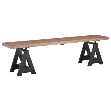 Hampstead Pine Wood and Black Metal Bench