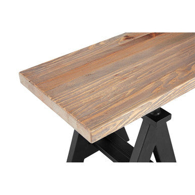 Hampstead Pine Wood and Black Metal Bench