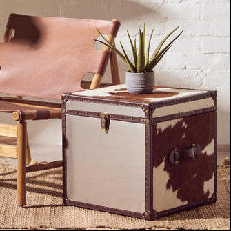 Kensington Townhouse Brown and White Hair on Leather Set of 2 Storage Trunks