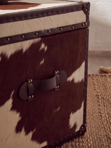 Kensington Townhouse Brown and White Hair on Leather Set of 2 Storage Trunks