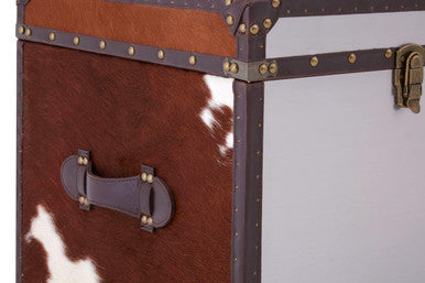 Kensington Townhouse Brown and White Hair on Leather Set of 2 Storage Trunks