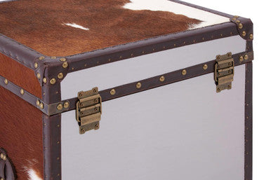 Kensington Townhouse Brown and White Hair on Leather Set of 2 Storage Trunks