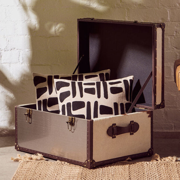 Kensington Townhouse Brown and White Hair on Leather Storage Trunk