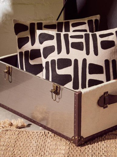 Kensington Townhouse Brown and White Hair on Leather Storage Trunk