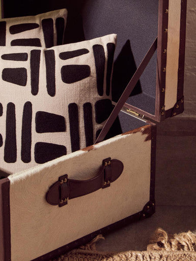 Kensington Townhouse Brown and White Hair on Leather Storage Trunk