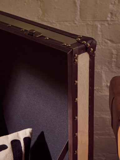 Kensington Townhouse Brown and White Hair on Leather Storage Trunk