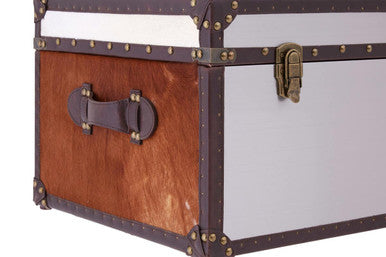 Kensington Townhouse Brown and White Hair on Leather Storage Trunk