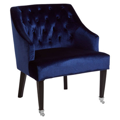 Darwin Blue Velvet Button Tufted Lounge Chair