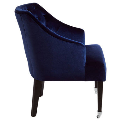 Darwin Blue Velvet Button Tufted Lounge Chair