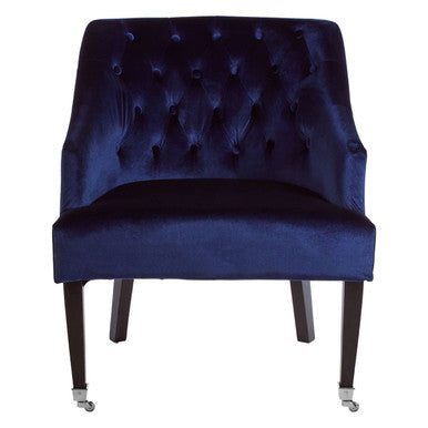 Darwin Blue Velvet Button Tufted Lounge Chair
