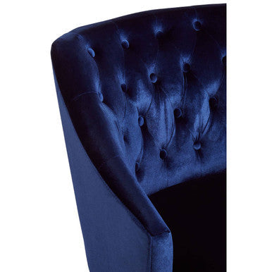 Darwin Blue Velvet Button Tufted Lounge Chair