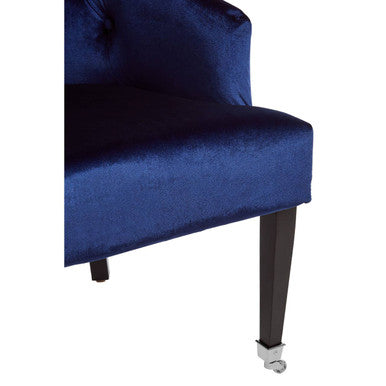 Darwin Blue Velvet Button Tufted Lounge Chair