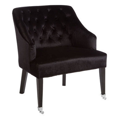 Darwin Black Velvet Button Tufted Lounge Chair
