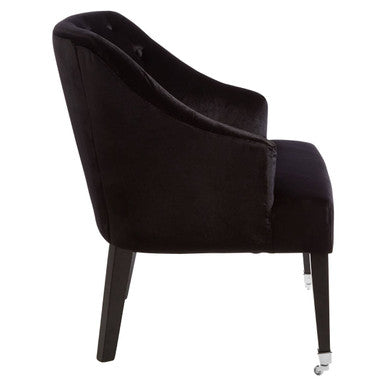 Darwin Black Velvet Button Tufted Lounge Chair