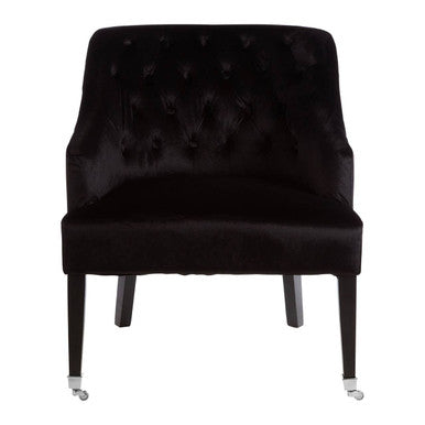 Darwin Black Velvet Button Tufted Lounge Chair