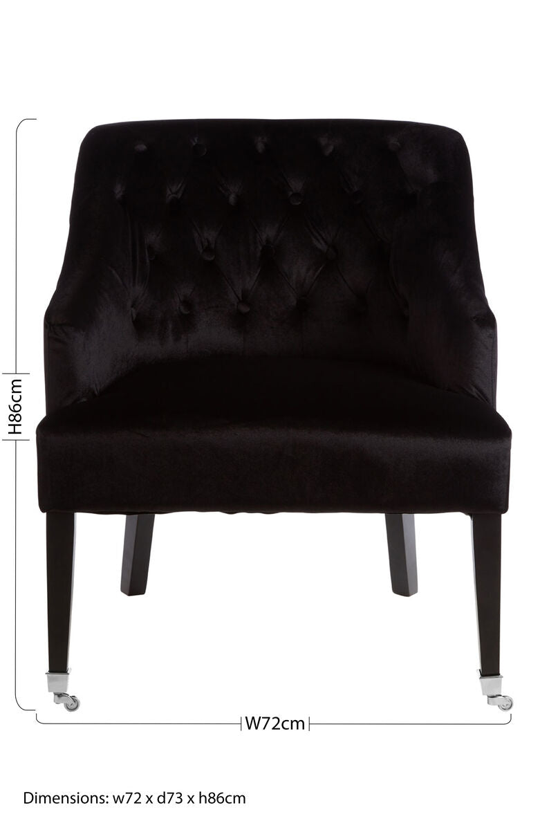Darwin Black Velvet Button Tufted Lounge Chair