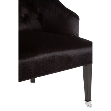 Darwin Black Velvet Button Tufted Lounge Chair