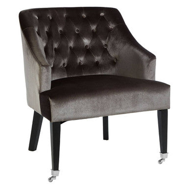Darwin Grey Velvet Button Tufted Lounge Chair