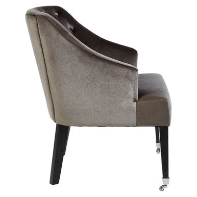 Darwin Grey Velvet Button Tufted Lounge Chair